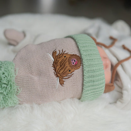 Highland Cow Wooly Hat and Mittens