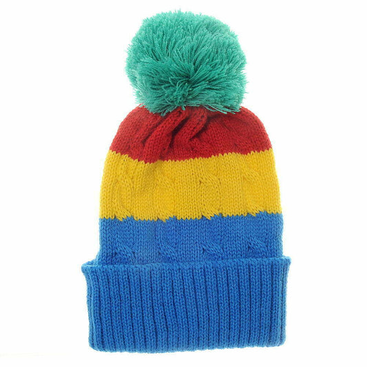 cosy Rainbow Cable Knit Bobble Hat