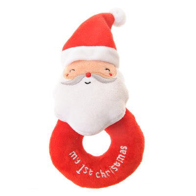 My First Christmas Santa Plush Baby Rattle