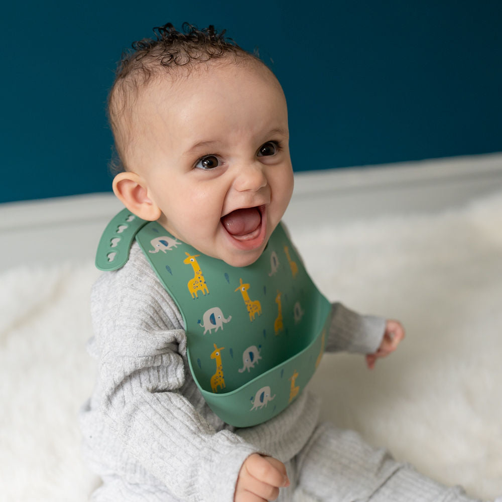 Catch It Silicone Bib Giraffe and Elephant