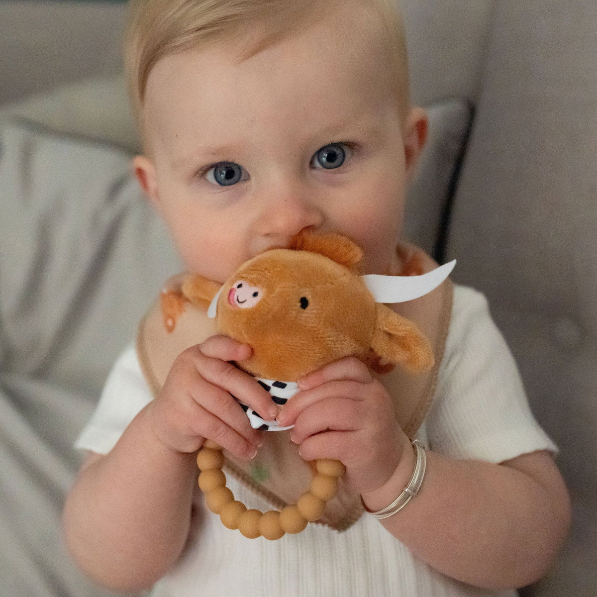 Highland Cow Plush Baby Rattle ziggle