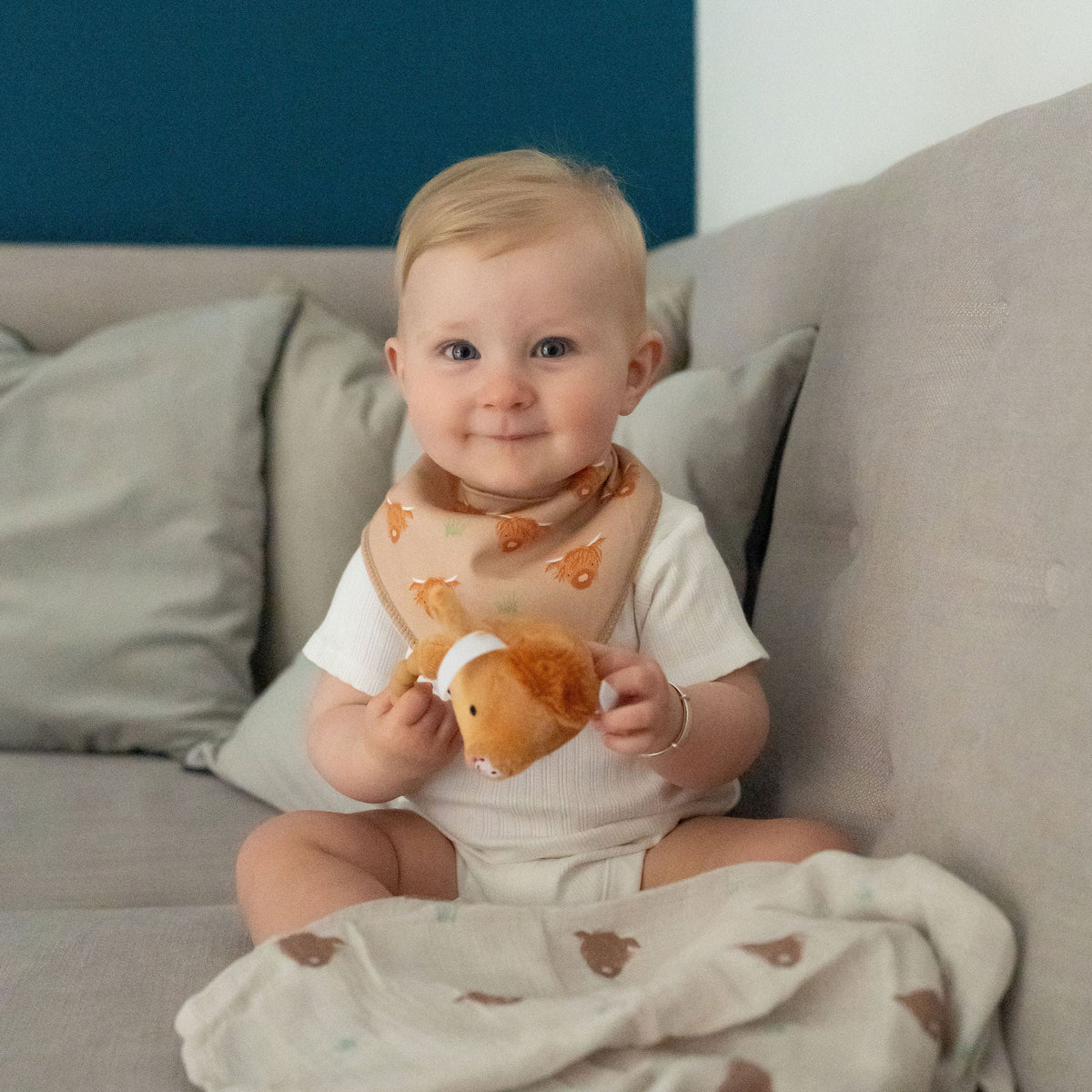 Highland Cow Plush Baby Rattle ziggle