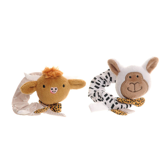 Plush Highland Cow and Sheep Wrist Rattles Ziggle