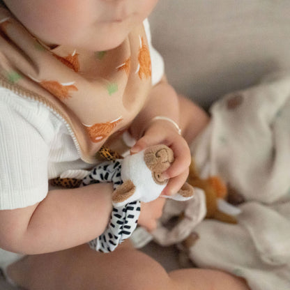 Plush Highland Cow and Sheep Wrist Rattles Ziggle