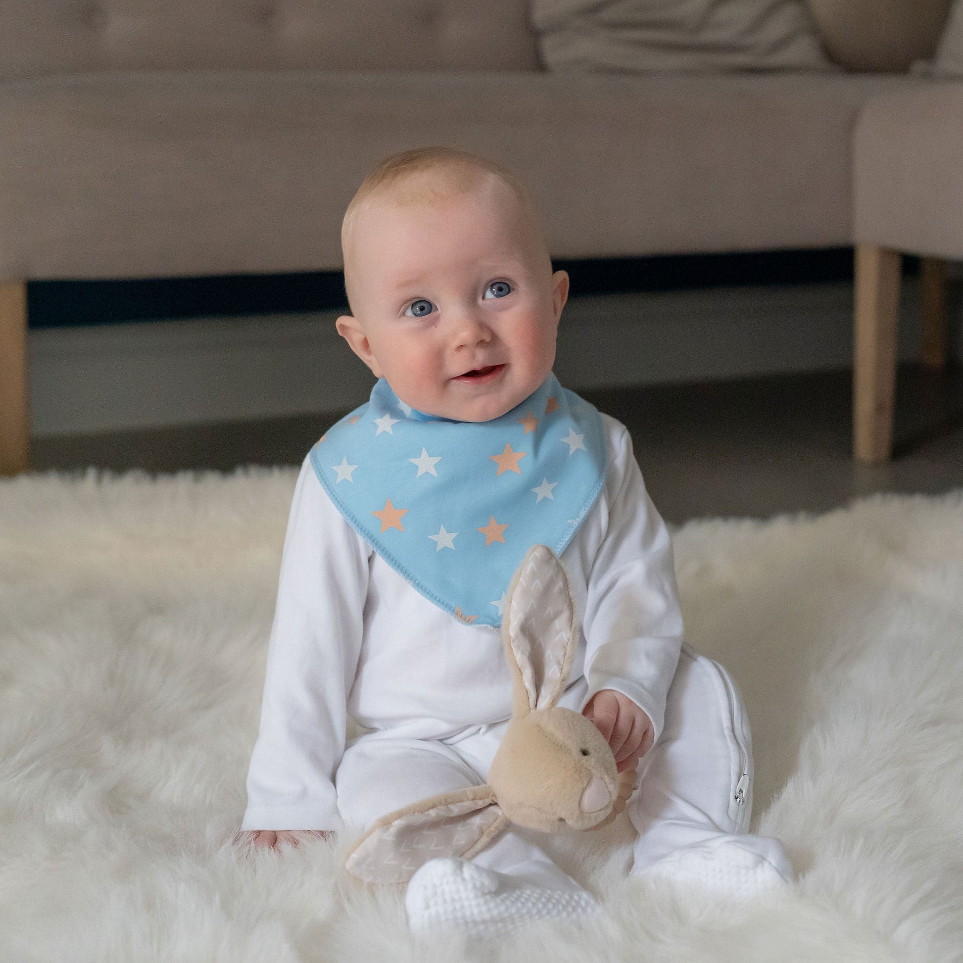 Beige Bunny Plush Baby Rattle Ziggle