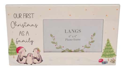 Our First Christmas as a Family ceramic photo frame