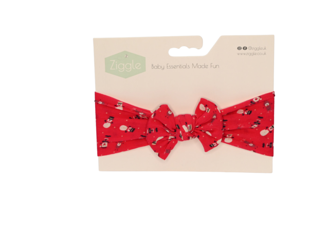 Red snowman turban bow headband