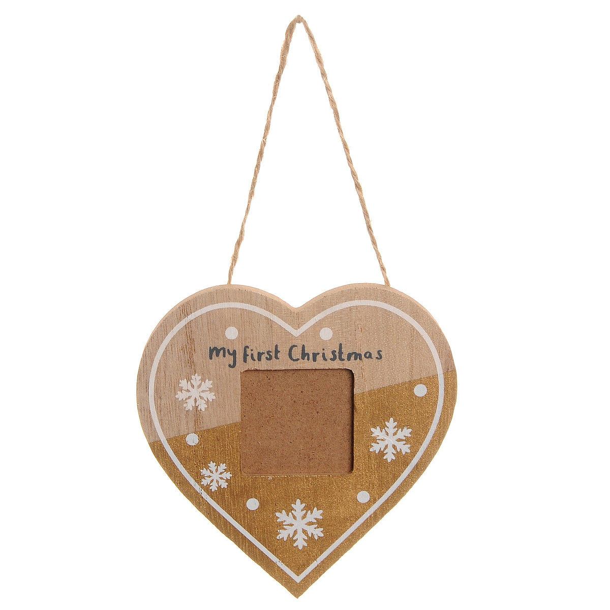 My First Christmas gold heart Photoframe Hanger ziggle