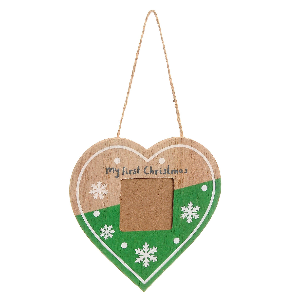 My First Christmas green heart Photoframe Hanger ziggle