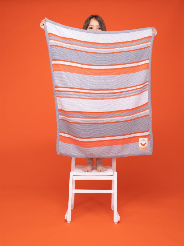 Cosatto Grey & Orange Striped Blanket