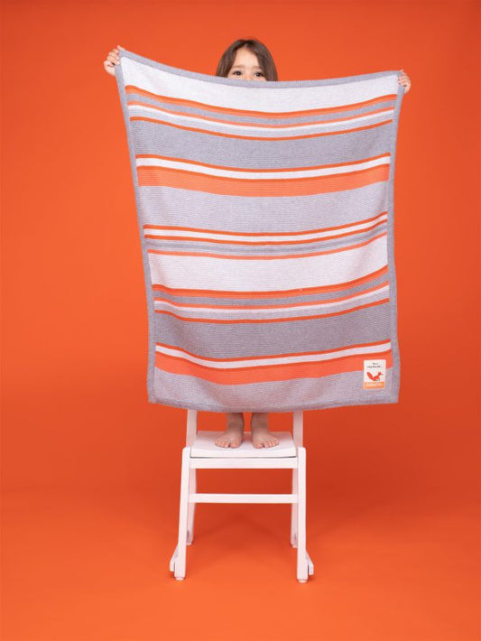 Cosatto Grey & Orange Striped Blanket