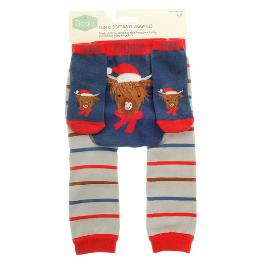 Highland Cow Christmas Leggings and Socks Set