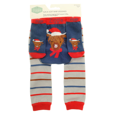 Highland Cow Christmas Leggings and Socks Set