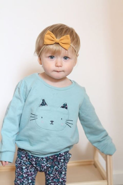 Grey and Mustard Roses Hairbow Set