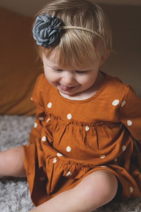 Grey and Mustard Roses Hairbow Set
