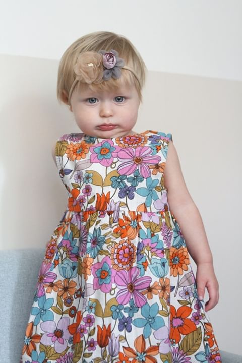 Grey and Mustard Roses Hairbow Set