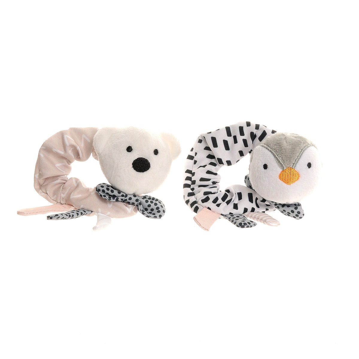 Penguin & Polar Bear Plush Wrist Rattles ziggle